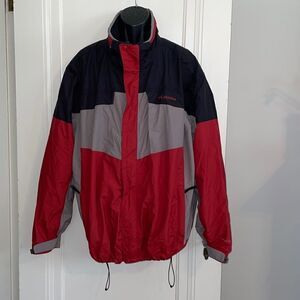 Columbia “Bugaboo” gray, red & black polyester/nylon jacket‎